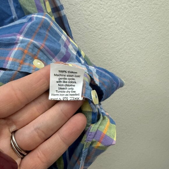 J Crew Factory Summer Plaid Long Sleeve Button Down Shirt 40732 Mens size Large - Picture 5 of 6